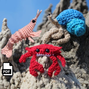 Crab, Shrimp, and Hermit Crab Amigurumi Crochet Pattern by Crafty Intentions