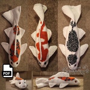 Koi Fish szydełkowy wzór Amigurumi cyfrowy plik PDF autorstwa Crafty Intentions