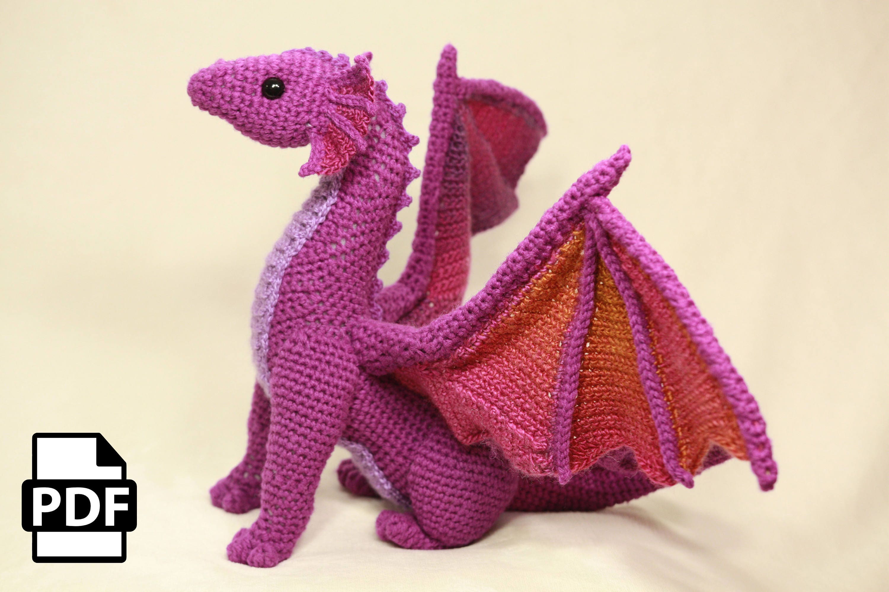 Adult Dragon Crochet Amigurumi Pattern DIGITAL PDF by Crafty