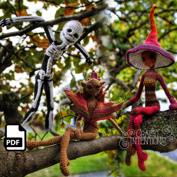 Autumn Pixies: Skeleton, Leaf & Mushroom Cap Crochet Amigurumi Pattern DIGITAL PDF by Crafty Intentions