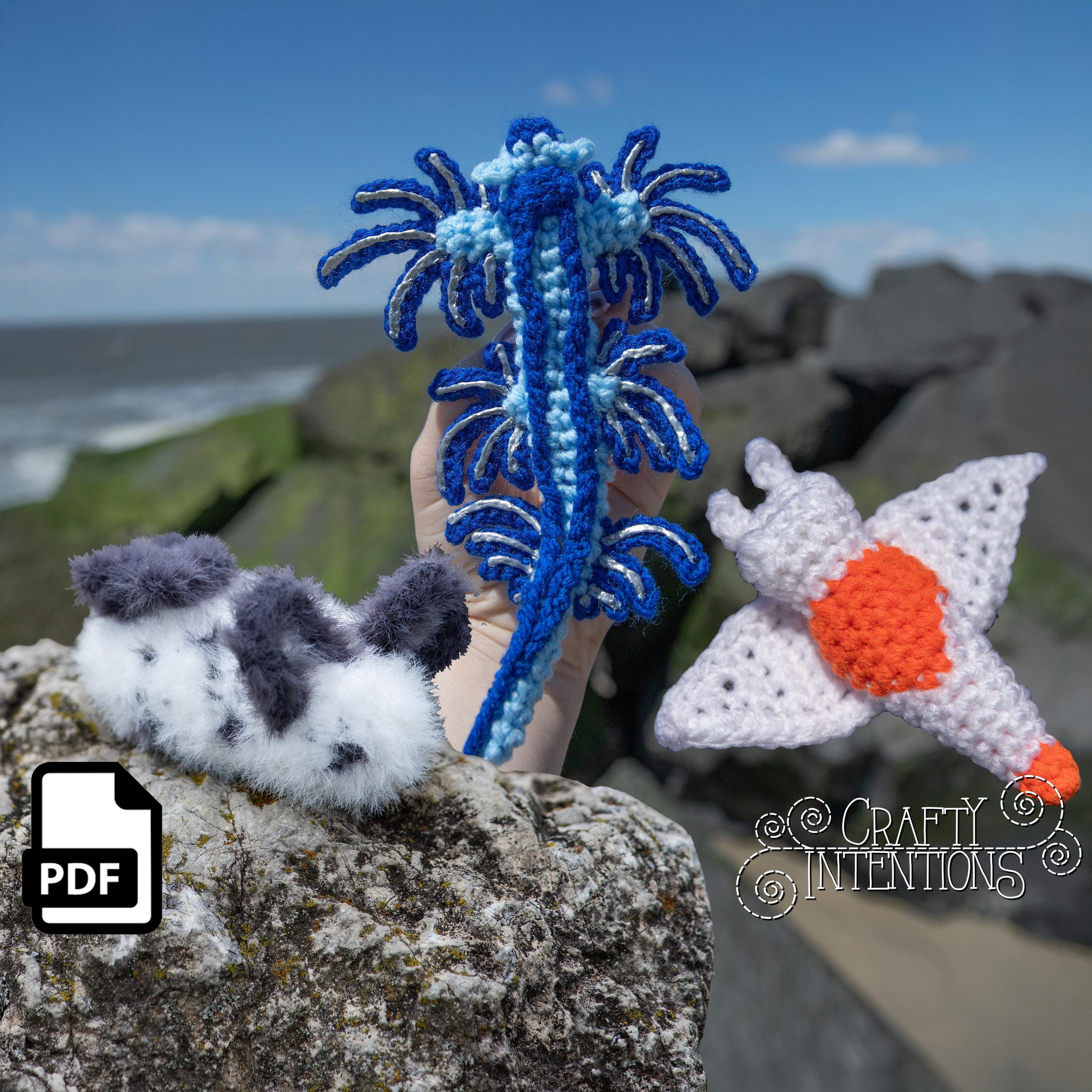 Blue Glaucus, Sea Bunny, and Sea Butterfly Amigurumi Crochet