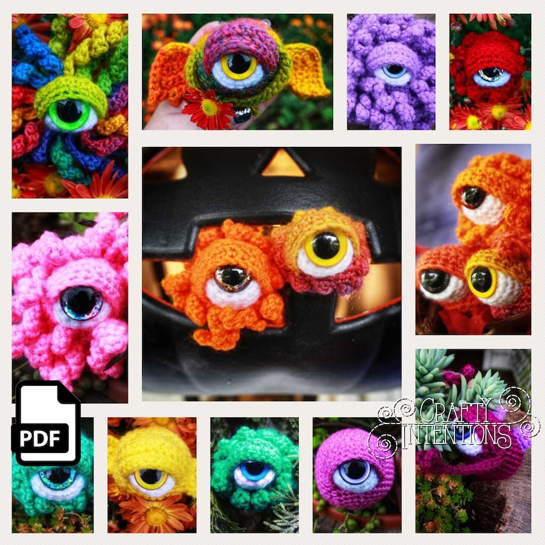 Eyeball Monster Amigurumi Crochet Pattern DIGITAL PDF image 1