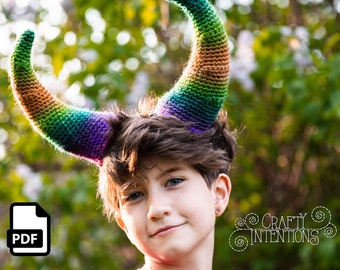 Wearable Fantasy Monster Horns Set 6 Crochet Pattern by Crafty Intentions Downloadable DIGITAL PDF