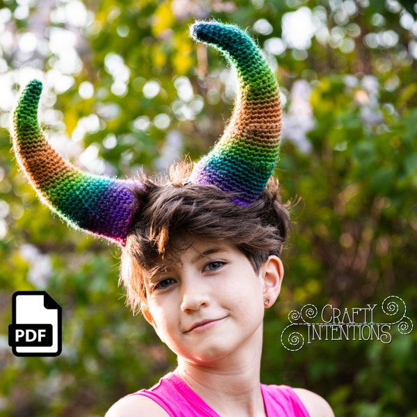 Wearable Fantasy Monster Horns Set 6 Crochet Pattern by Crafty Intentions Downloadable DIGITAL PDF