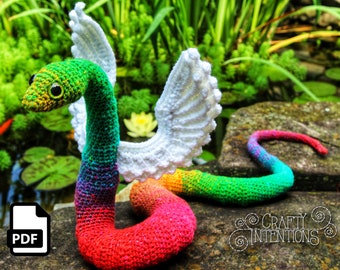 Winged Snake Crochet Amigurumi Pattern DIGITAL PDF by Crafty Intentions