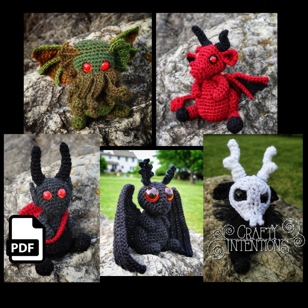 Cute Critters Set 7: Cthulhu Jersey Devil Krampus Mothman Ravenous Skeletal Crochet Amigurumi Pattern DIGITAL PDF by Crafty Intentions - Etsy