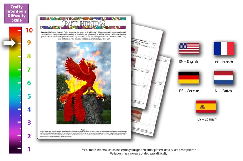 Phoenix Firebird Crochet Amigurumi Pattern DIGITAL PDF Download By Crafty Intentions image 2