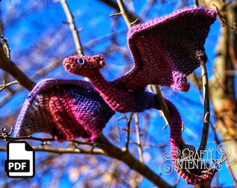 Miniature Wyrm Wyvern Dragon Crochet Amigurumi Pattern DIGITAL PDF by Crafty Intentions