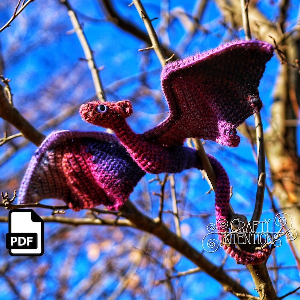 Miniature Wyrm Wyvern Dragon Crochet Amigurumi Pattern DIGITAL PDF by Crafty Intentions