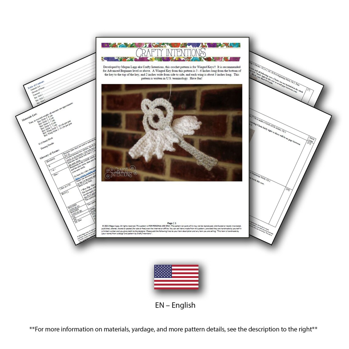 Winged Keys Amigurumi Pattern DIGITAL PDF by Crafty Intentions - Etsy
