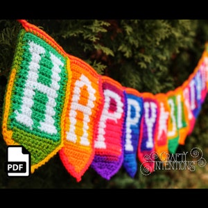 Patrón de crochet para banderines con letras pequeñas de Crafty Intentions Descargable en formato PDF DIGITAL