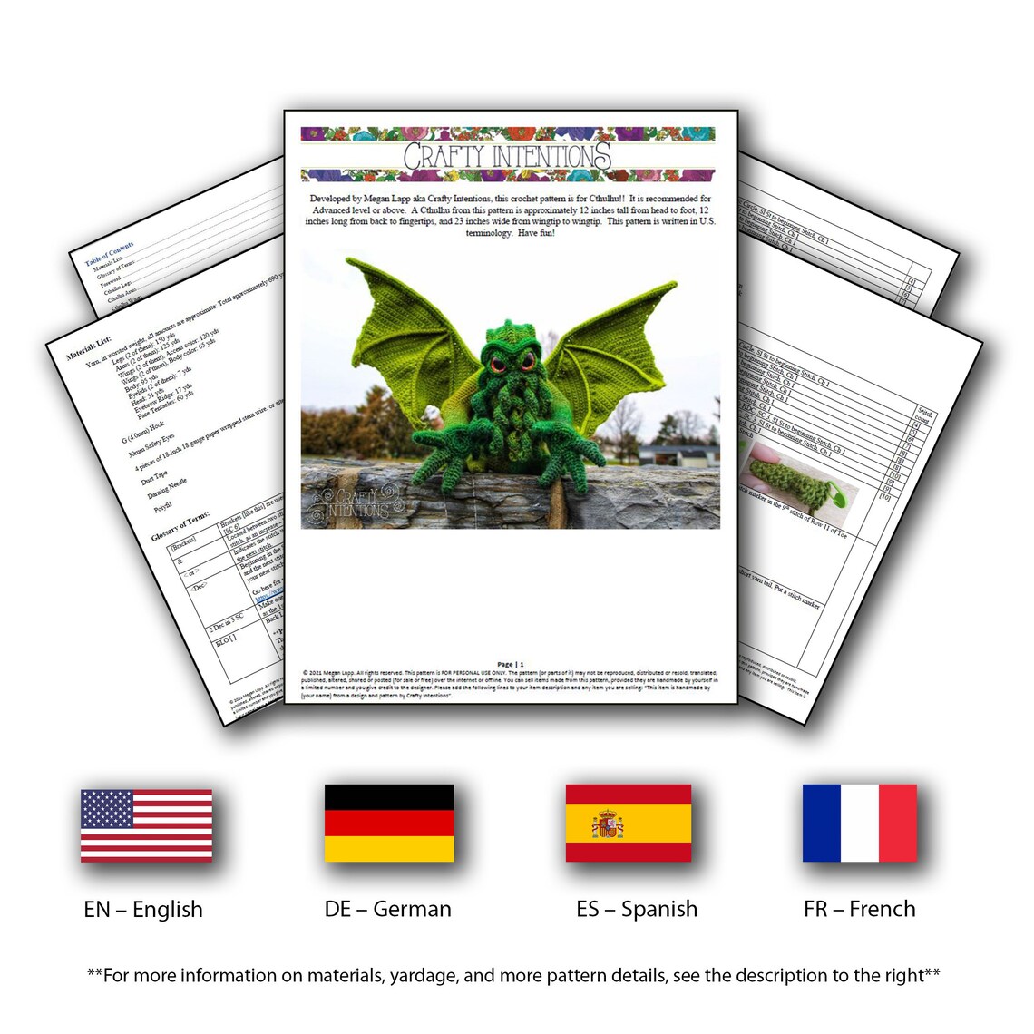 Cthulhu Pattern by Crafty Intentions DIGITAL PDF Downloadable - Etsy