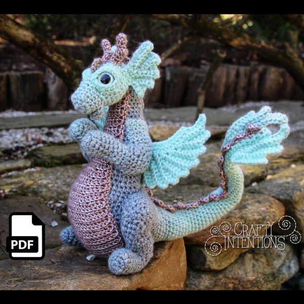 Curvy Sitting Dragon Crochet Amigurumi Pattern DIGITAL PDF by Crafty Intentions