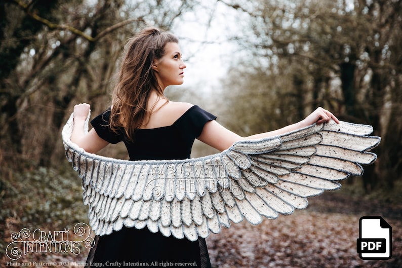 Feather Wing Crochet Shawl Pattern by Crafty Intentions DIGITAL PDF Downloadable image 4