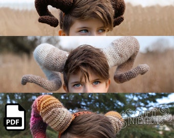 Wearable Ram Horns Set 1 Crochet Pattern by Crafty Intentions Downloadable DIGITAL PDF