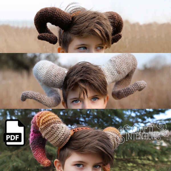 Wearable Ram Horns Set 1 Crochet Pattern par Crafty Intentions PDF numérique téléchargeable