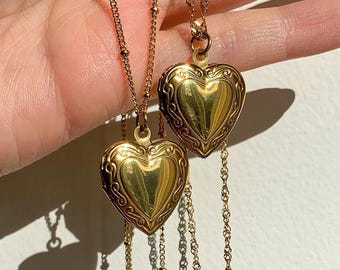 18k gold heart locket necklace, photo necklace, heart pendant, gold layered necklace, waterproof anti-tarnish jewelry, gift for her
