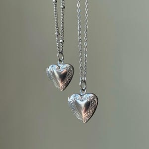 kleine Silber Herz Medaillon Halskette, zierliche Halskette, Silber Herz Anhänger, Geschenk für sie, wasserdichte Silber Halskette