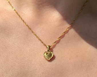 gold heart necklace, dainty heart pendant, cross pendant, 18k gold stainless steel, waterproof anti-tarnish, gift for her, layered necklace