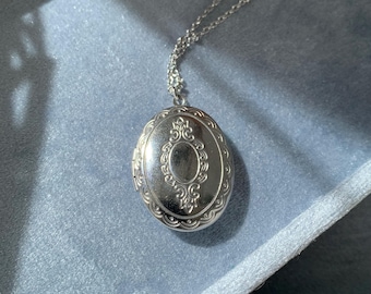 Vintage Style Oval Medaillon Halskette: Edelstahl Fotoanhänger