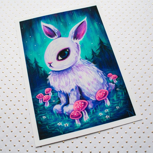 white rabbit / 5 x 7 giclee art print