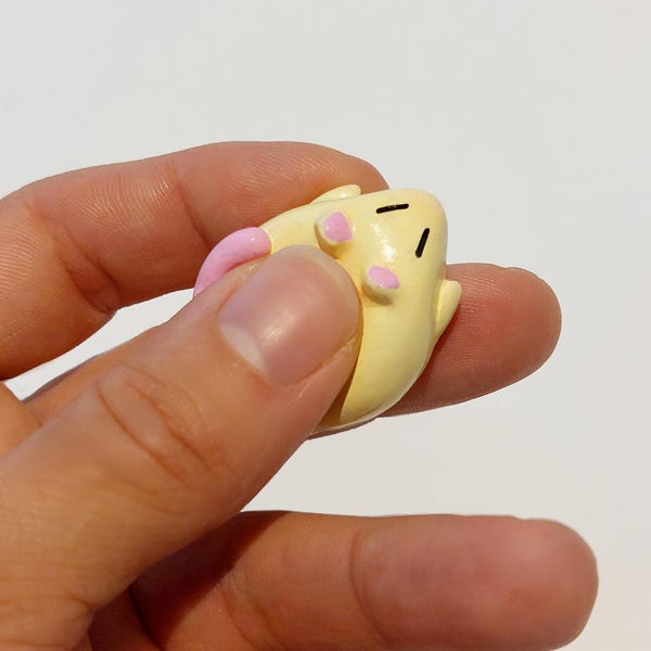 Handmade Flat Rat Figure – Cold Porcelain Worry Stone, Desk Buddy