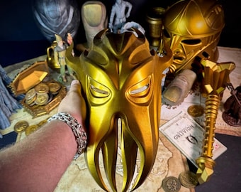 Miraak Mask – Hand-Painted Skyrim Dragon Priest Cosplay Prop, Elder Scrolls V Collector Item