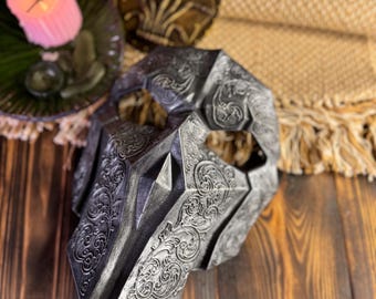 Resin Krieger Maske mit Gravur: Fantasy Cosplay, LARP, Sammler Dekor