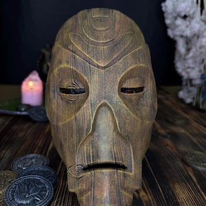 Máscara de Sacerdote Dragón de Madera de Skyrim: Coleccionable / Accesorio de cosplay de The Elder Scrolls / Réplica pintada a mano / Decoración de fantasía RPG