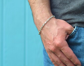 925 Men's silver bracelet jewelry, Unisex Long box chain, Made in Italy, 7 inches and 8 inches, Easter gifts for him