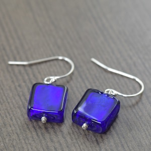 Electric Blue Murano glass earrings, Mothers day gifts for her