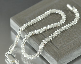 Ready to Ship, Unisex bracelet sterling silver, 7 or 8 inch Fancy design, Made in Italy, Italian chain. 2.5mm thickness