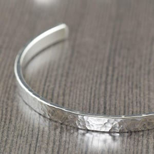 Silver Cuff Bracelet, Hammered silver cuff bracelet for men or women, Unisex jewelry gifts for him