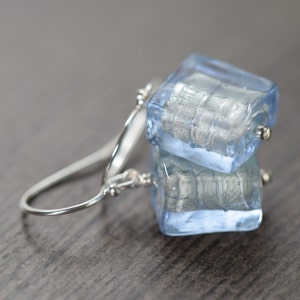 Light Blue murano glass earrings, Venetian Glass dangle earrings, Mothers day gifts for her image 1