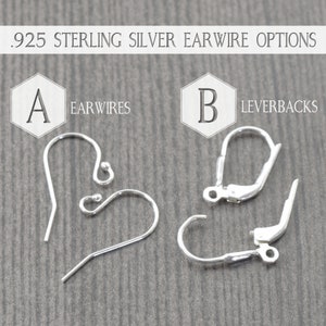 sterling silver earwire options, leverback and fishhook