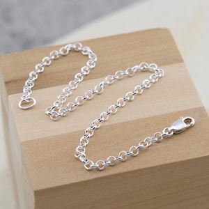 Sterling Silver Ankle bracelet, Rolo chain summer anklet, Custom cut to length, gifts for her
