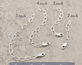 Extensor de cadena con cierre de palanca para collar o pulsera de plata de ley, ajustable de 2 a 5 pulgadas. Elija 1.