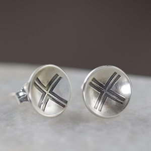 Silver cross stud earrings,  gifts for her, gifts for her