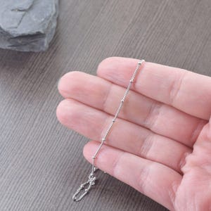 Rhodium plated 925 Sterling Silver Chain necklace, thin beaded satellite Italian chain, 16 inch, 18 inch, 20 inch, Unisex jewelry