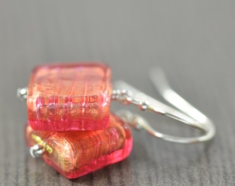 Murano Orange glass earrings, Mothers day gifts for her