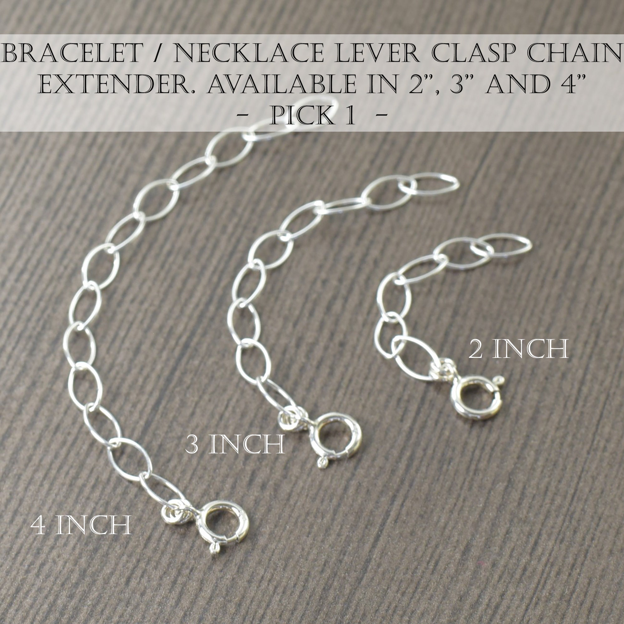 Ready to Ship, Sterling Silver Necklace or Bracelet Chain Extend 2-4 Inch  Adjustable Chain. Lever Clasp, Pick 1., Gifts for Her 