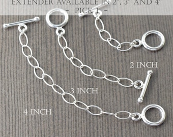 Sterling silver toggle clasp extender necklace extension 2, 3, 4, OR 5 inches, gifts for her