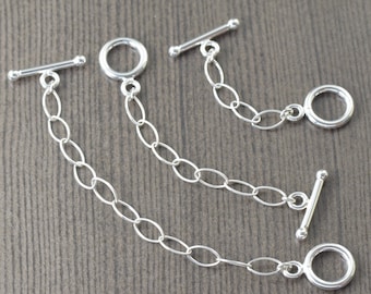 Sterling silver toggle clasp extender necklace extension 2 inch, 3 inch, 4 inch, 5 inch Mothers day gifts for her, Ready to Ship