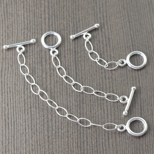 Sterling silver toggle clasp extender necklace extension 2 inch, 3 inch, 4 inch, 5 inch Mothers day gifts for her, Ready to Ship