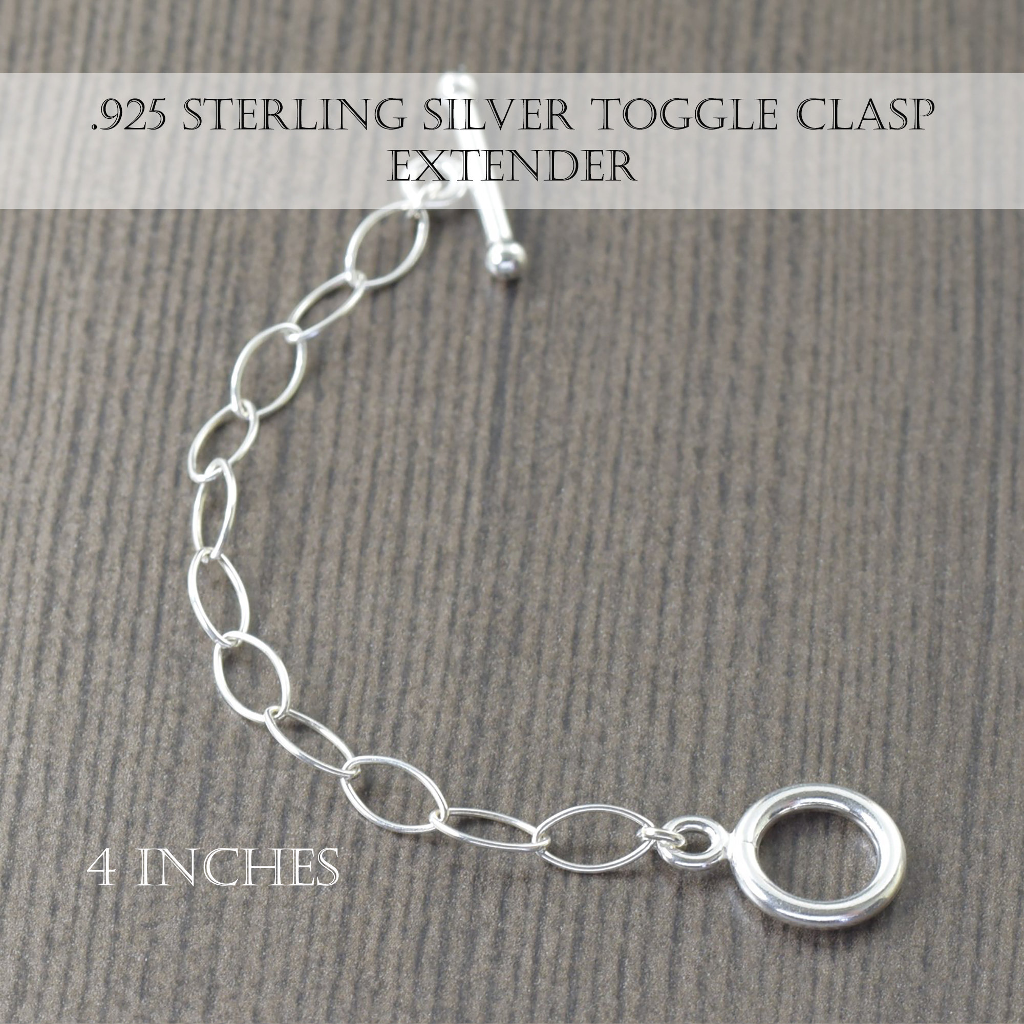 Sterling silver necklace extender for lever clasp in 2 - 4 inches