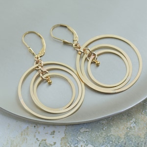 Large gold filled triple hoop earrings, Mothers day gifts for her