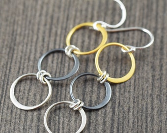 Silver and gold hoop earrings, mixed metal earrings, minimalist earrings, Mothers day gifts for her