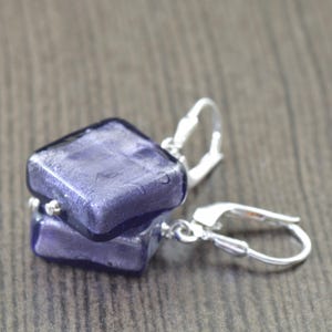 Purple Amethyst Murano glass earrings, Venetian glass earrings, gifts for her