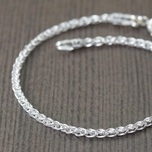 mens jewelry 925 Sterling Silver Wheat chain bracelet, 2mm unisex sterling silver thick 7 inch or 8 inch bracelet, gifts for him