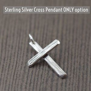 Handmade Sterling silver cross necklace, Handcrafted crucifix necklace, unisex cross necklace gifts for her or him, wood grain texture